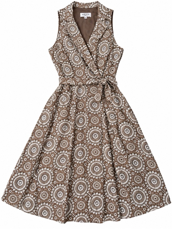 Kasper Dresses & Skirts - Kasper Dress Size 12 Brown White Floral Fit & Flare Belted Midi Dress